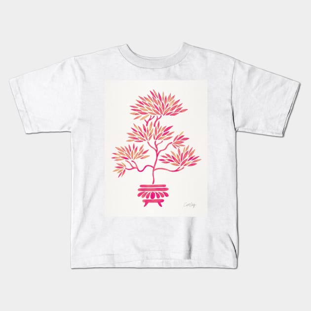 Pink Bonsai Kids T-Shirt by CatCoq